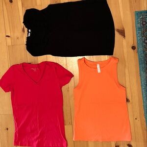 Set of Three Tops in Red, Orange, and Black